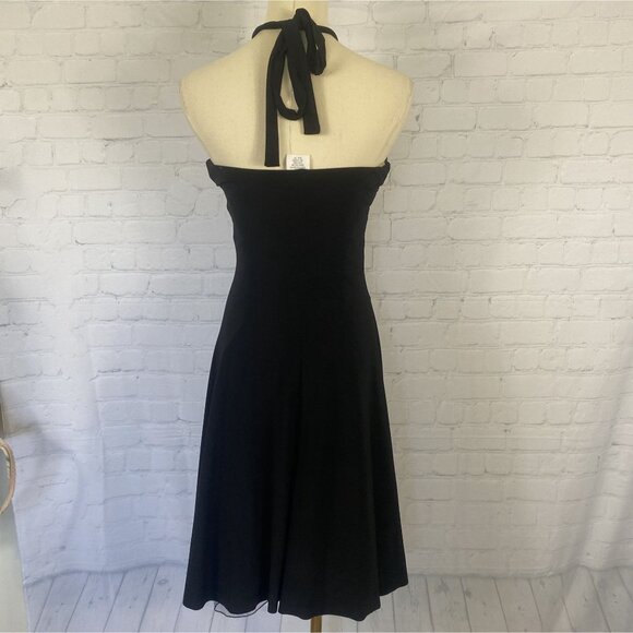 Vintage 90s B. Smart Size 4 Black Halter Ruched Tool Skirt Mini Dress - Picture 8 of 15